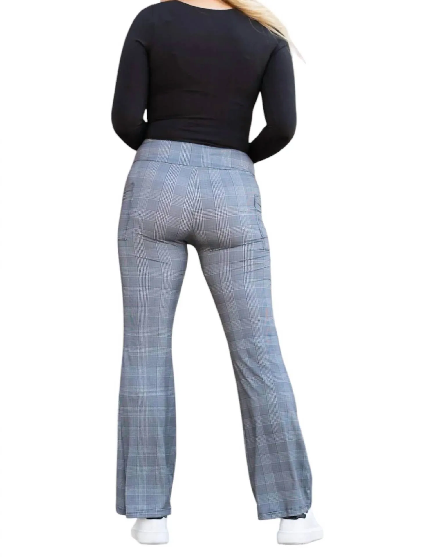 Felicity Plaid Bootcut Leggings In Grey