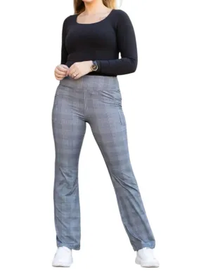 Felicity Plaid Bootcut Leggings In Grey