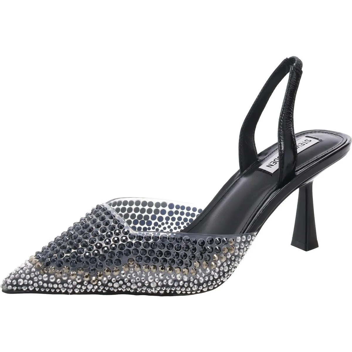 Finlee Womens Rhinestone Textured Slingback Heels
