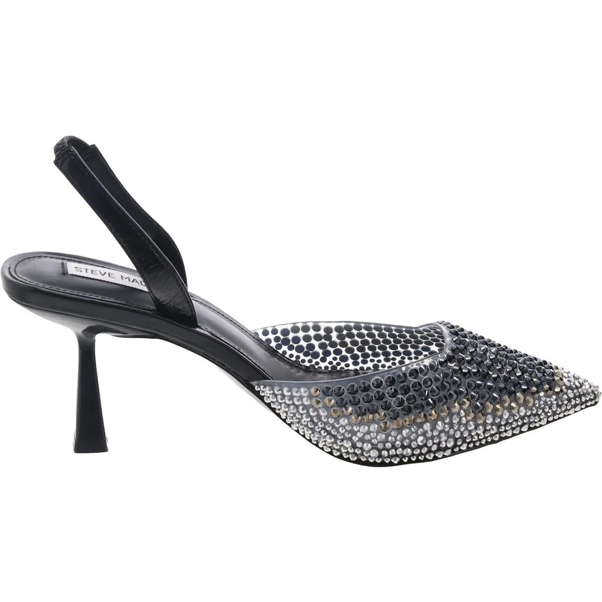 Finlee Womens Rhinestone Textured Slingback Heels