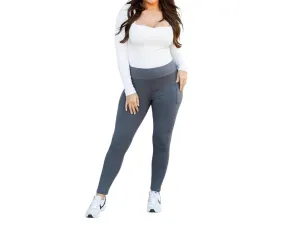 Fleece Full Length Leggings With Pockets In Charcoal