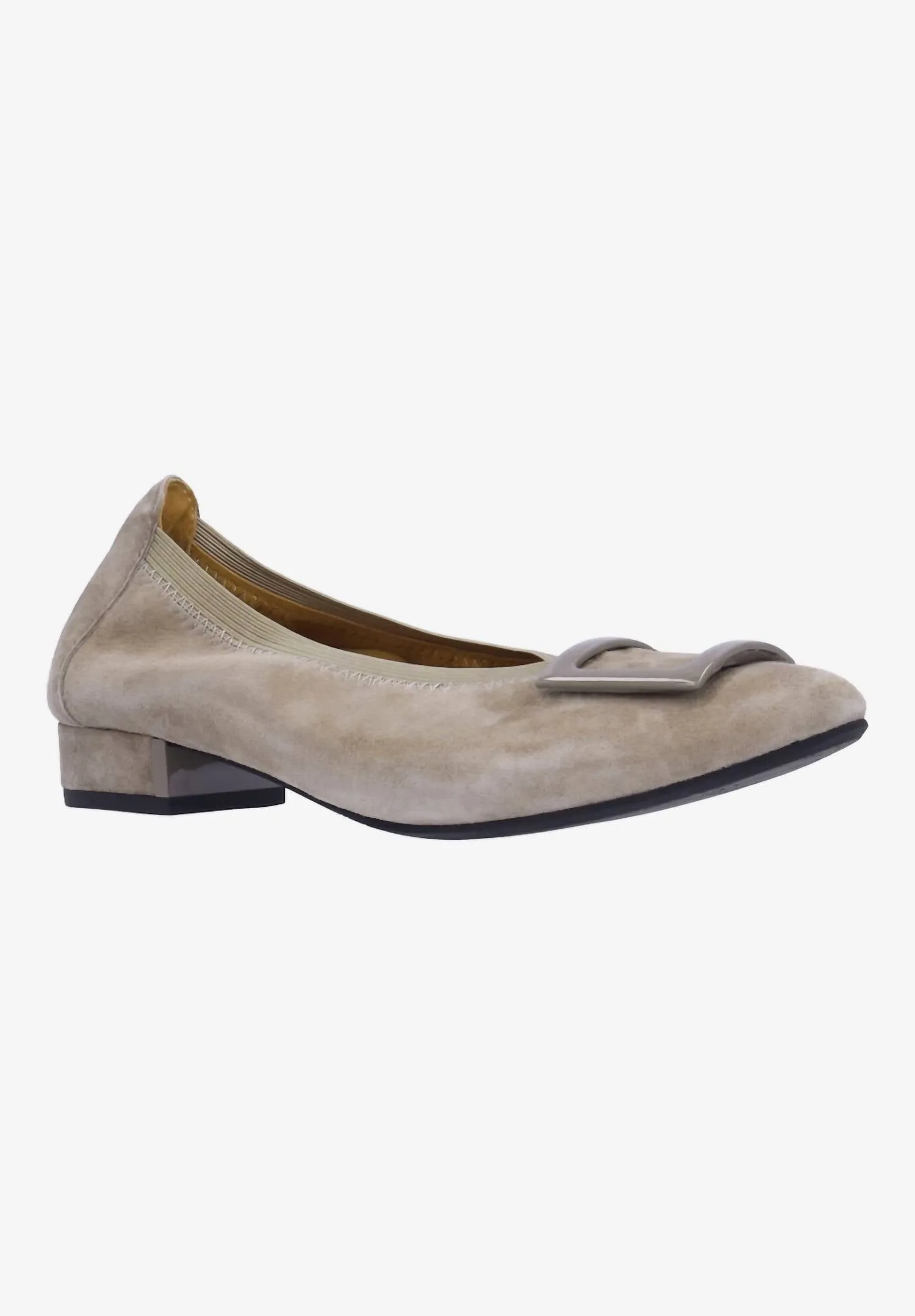 Floella Buckle Pump In Dark Taupe Kid Suede