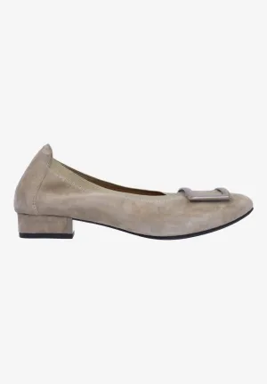 Floella Buckle Pump In Dark Taupe Kid Suede