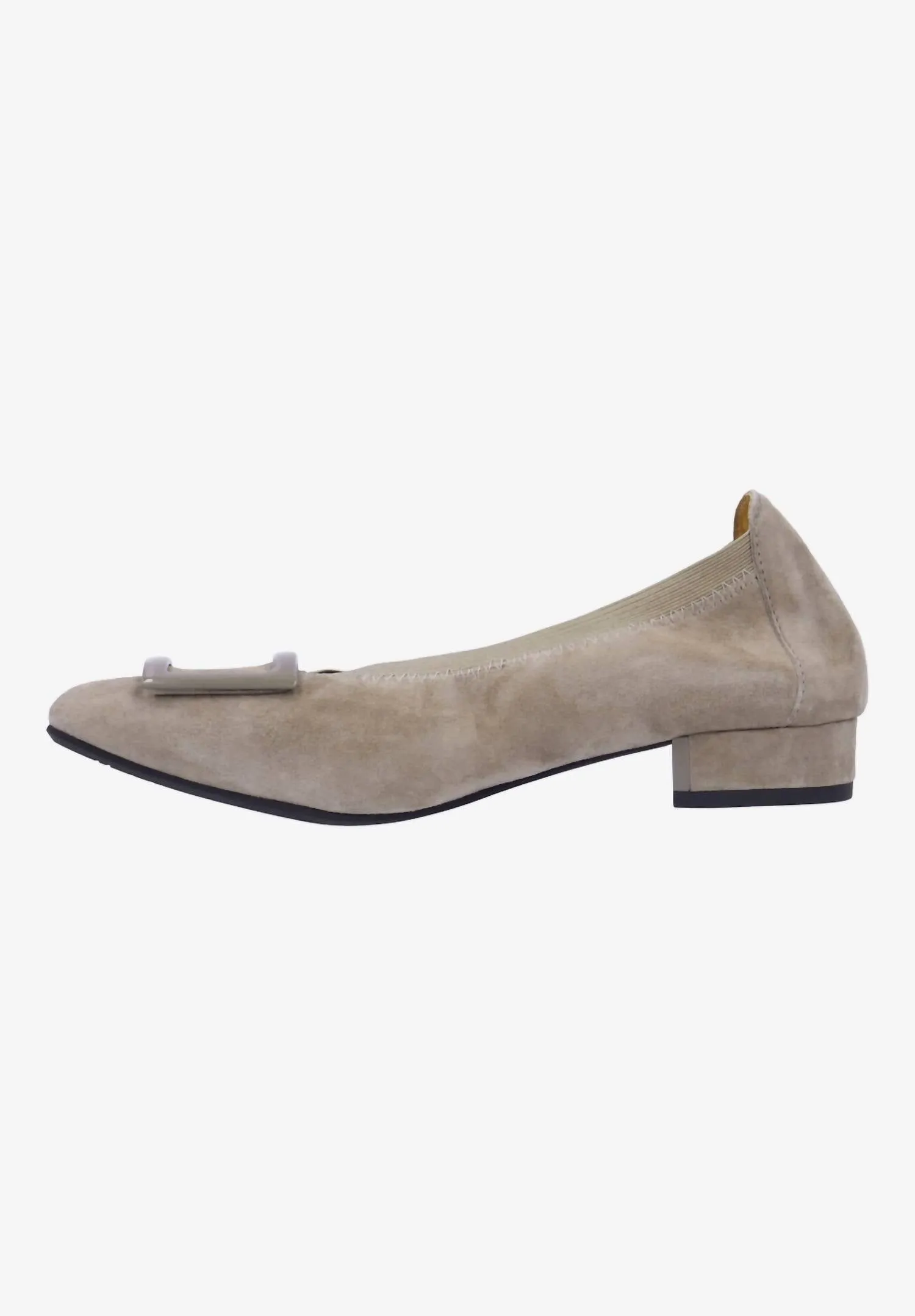 Floella Buckle Pump In Dark Taupe Kid Suede