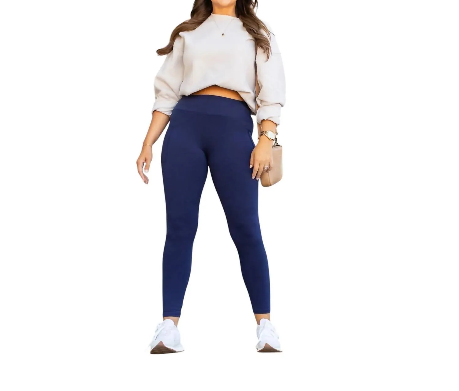 Full-Length Leggings With Pocket In Navy