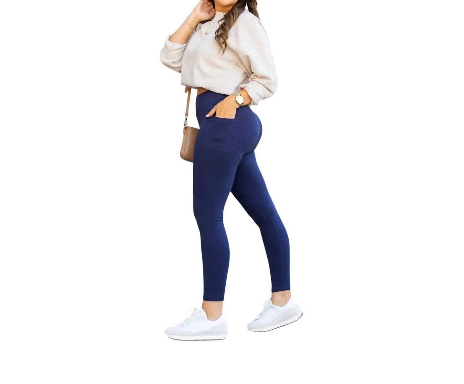 Full-Length Leggings With Pocket In Navy