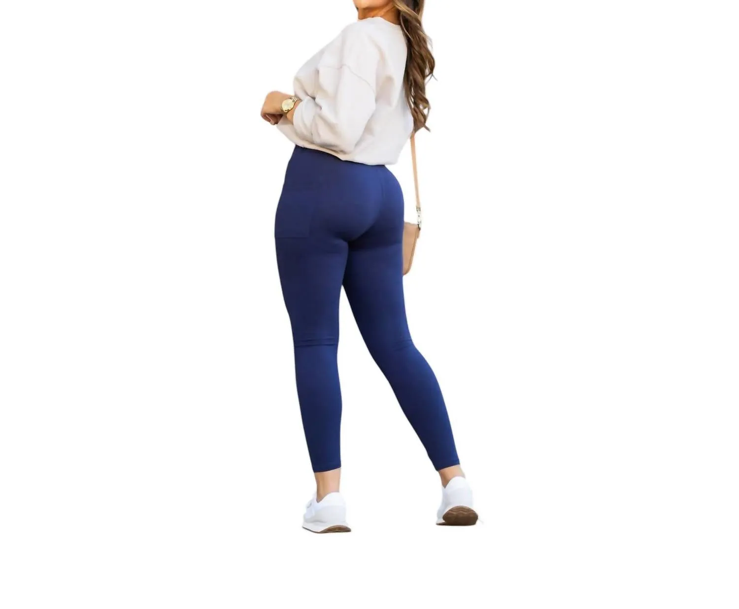 Full-Length Leggings With Pocket In Navy