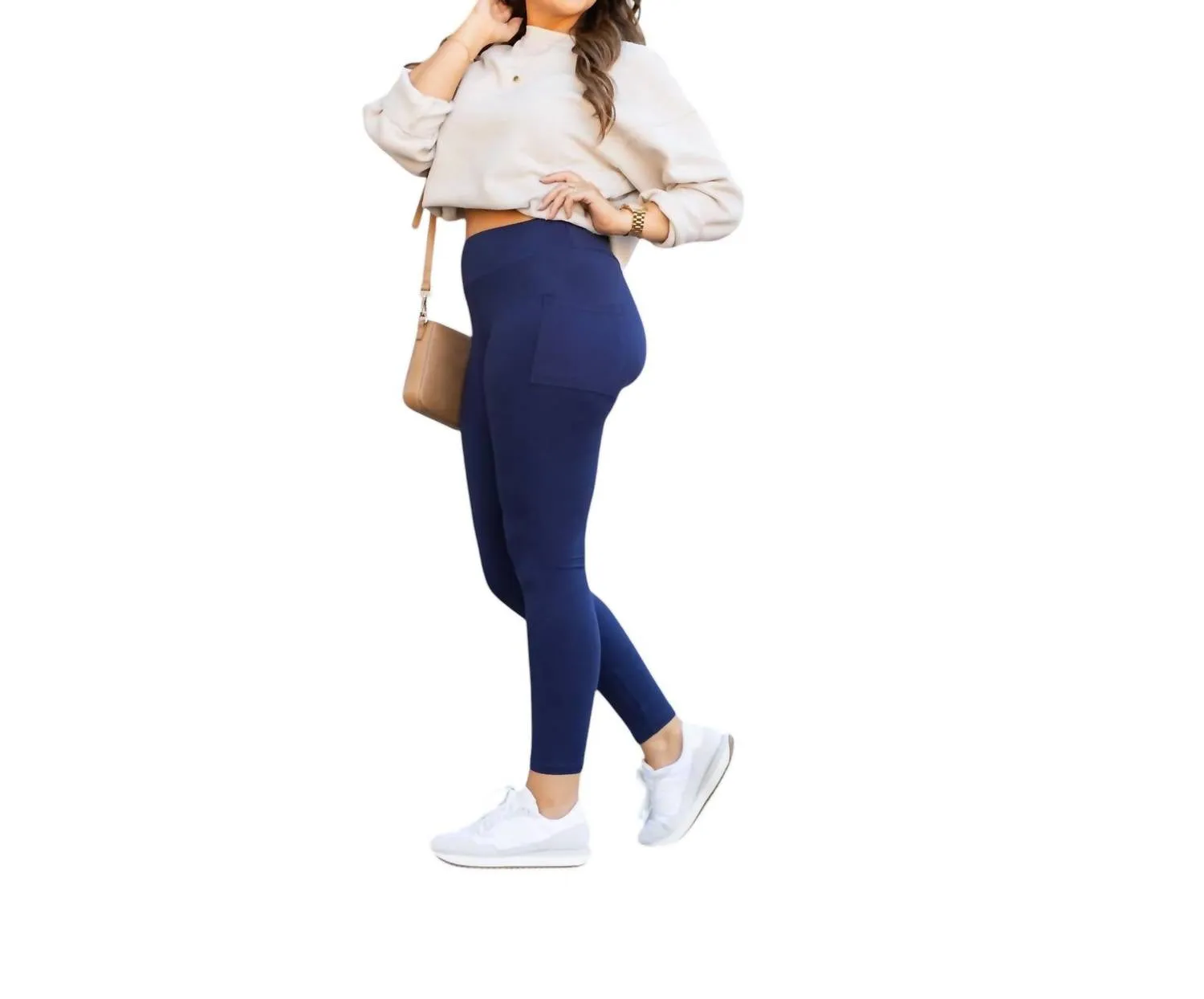 Full-Length Leggings With Pocket In Navy