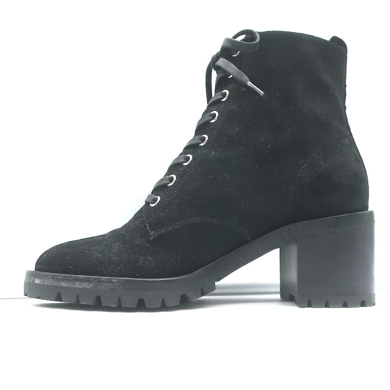Gianvito Rossi Croft Side-Zip Combat Boots Black Suede Size 39 Lace-Up Booties