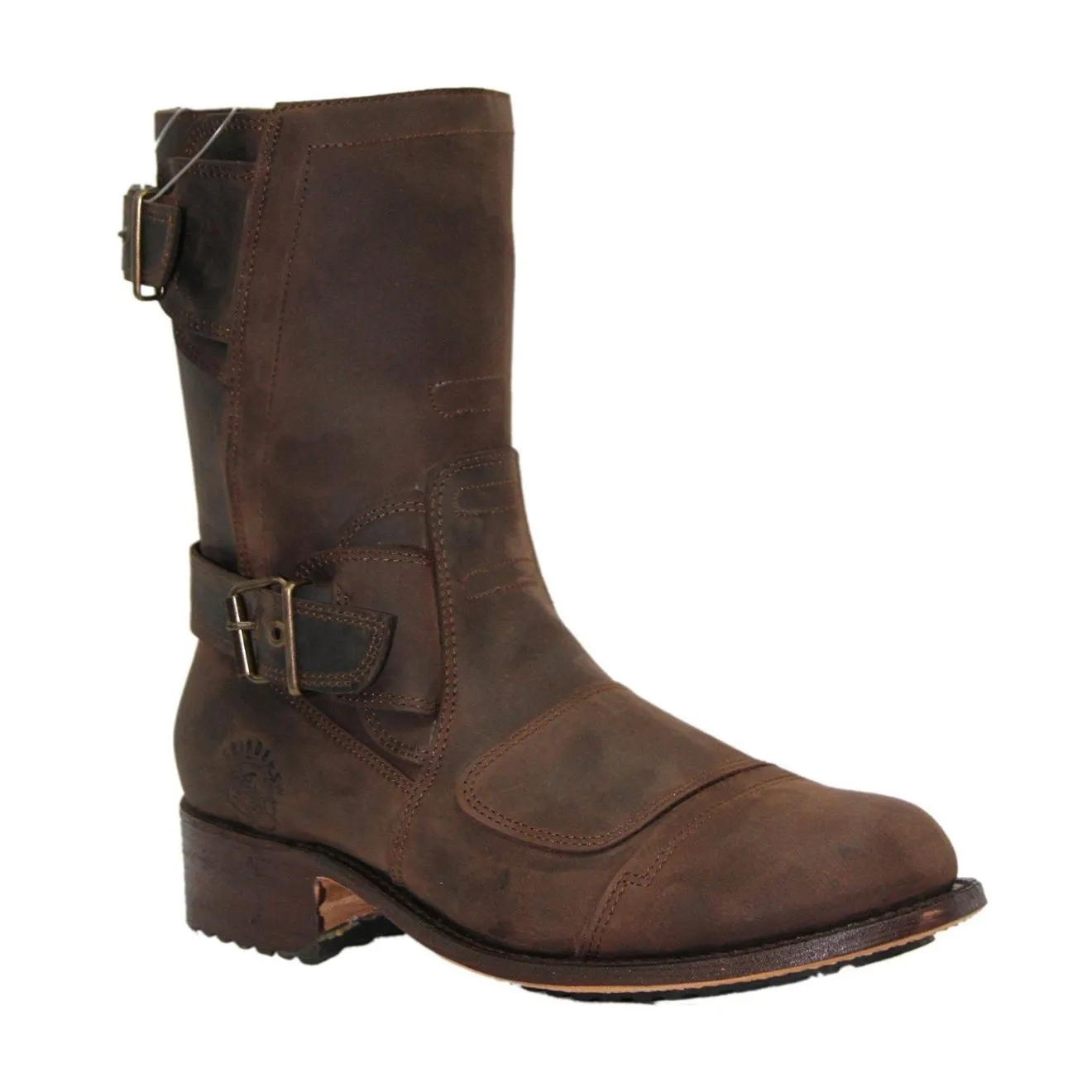 Grinders Mens Black Leather Cowboy Boots-Route 66