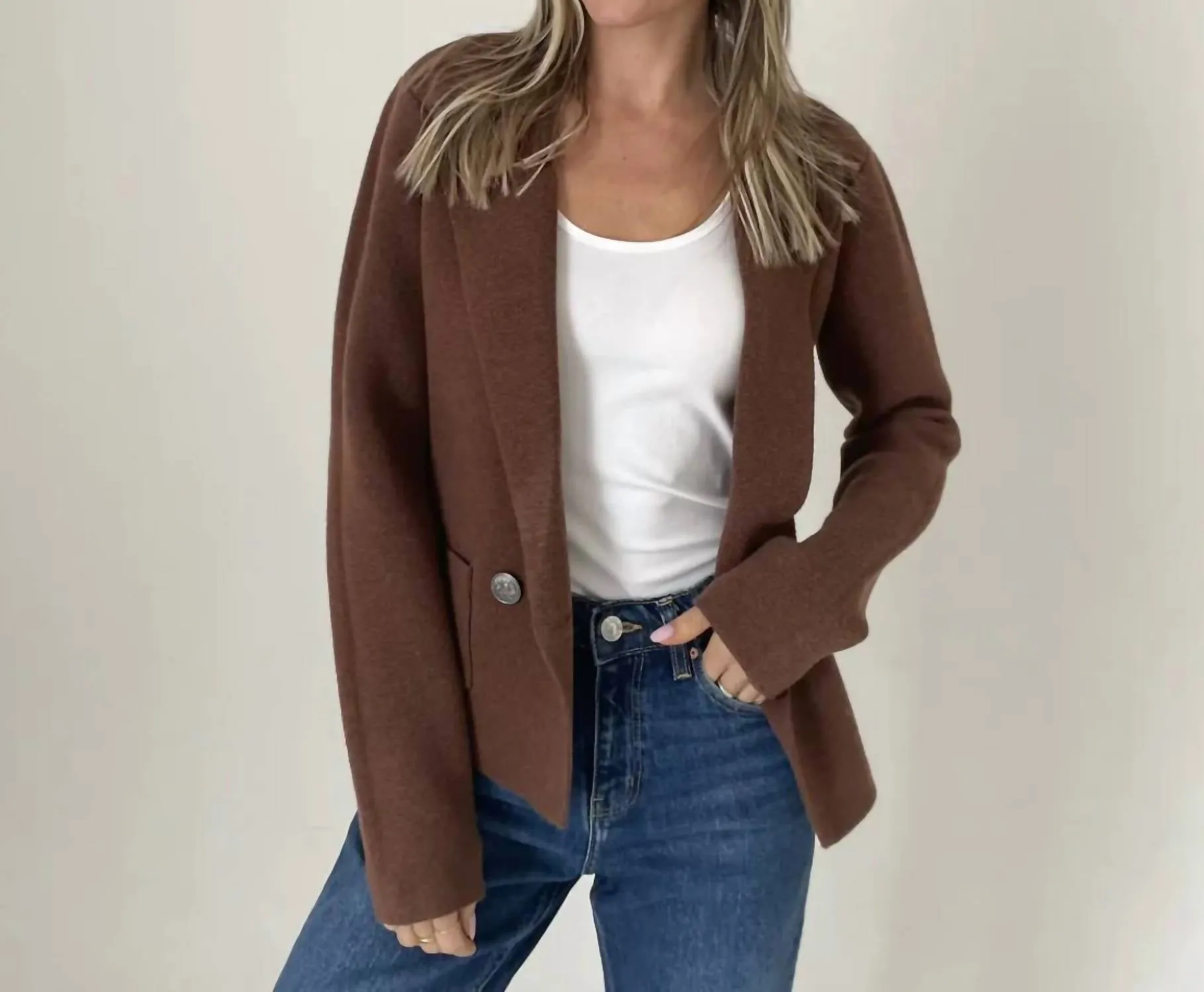 Heller Double Breasted Blazer In Brown