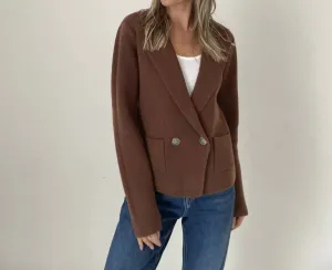 Heller Double Breasted Blazer In Brown