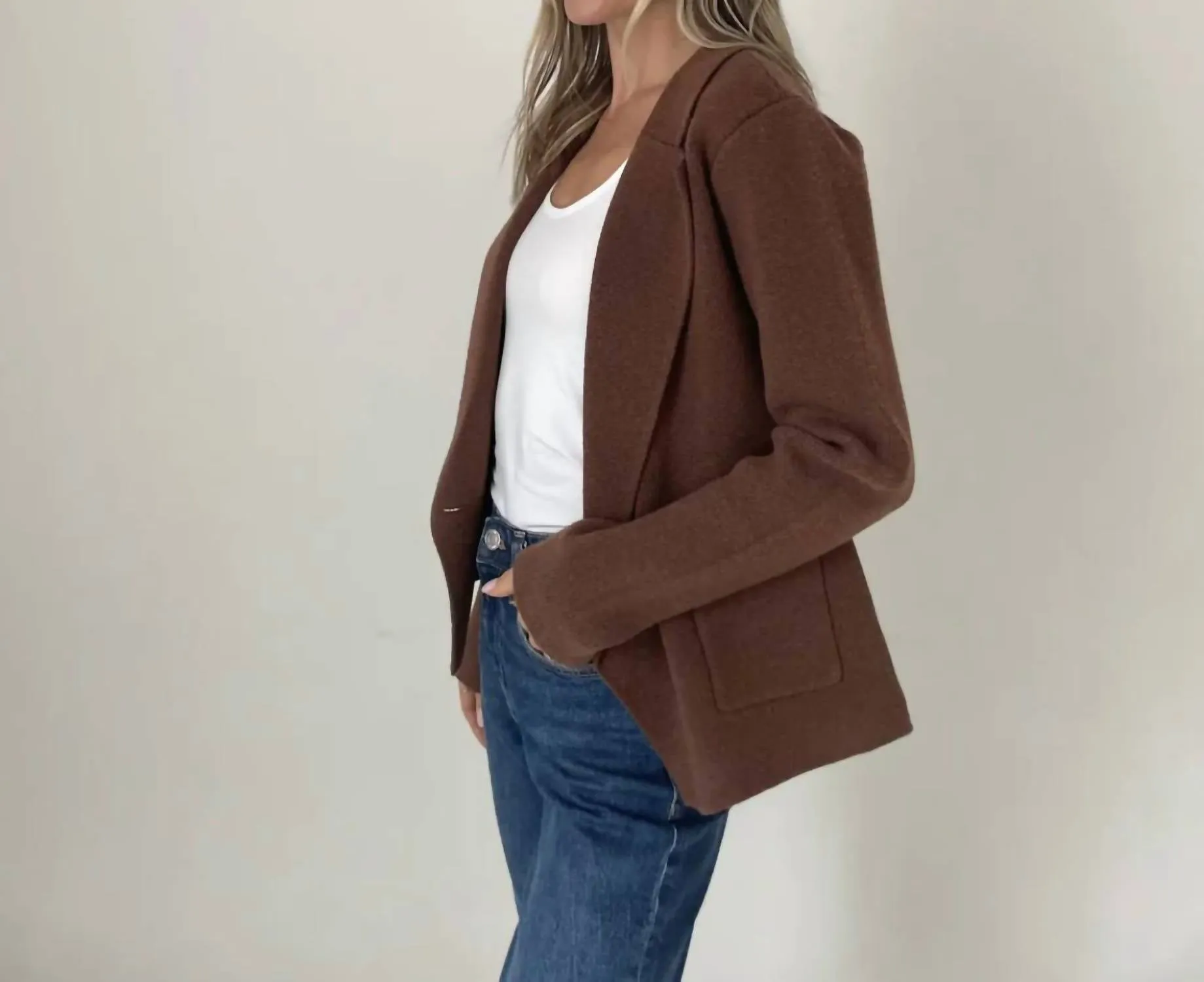 Heller Double Breasted Blazer In Brown