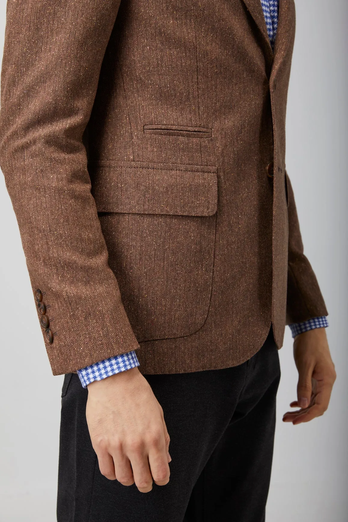 Herringbone Speckled Zip Up Sportcoat