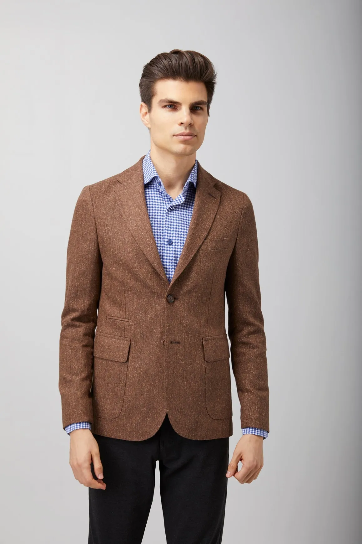 Herringbone Speckled Zip Up Sportcoat