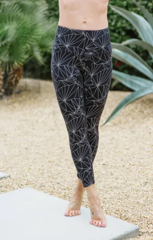 High-Rise Basic Midi Legging In Black Reflective