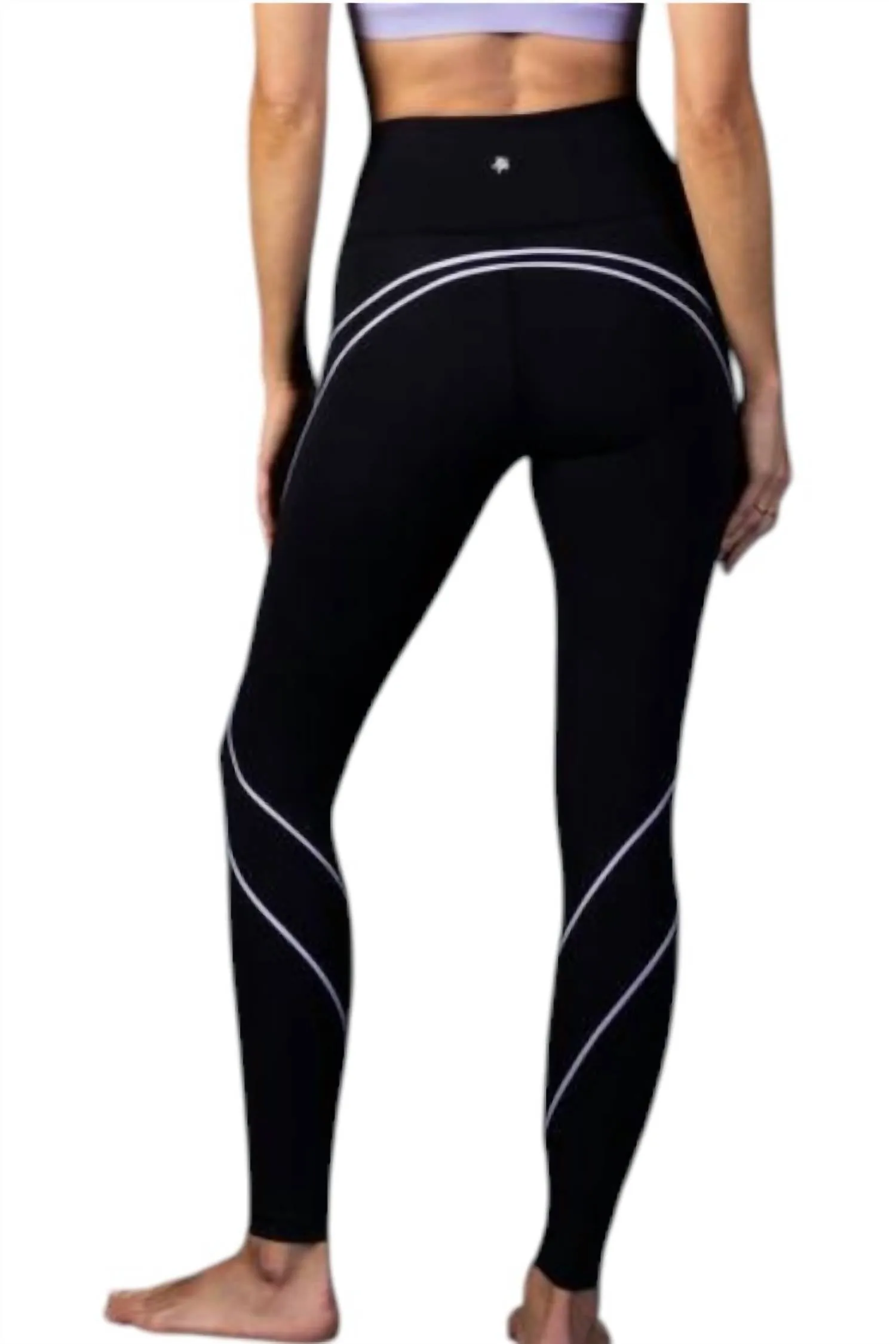 High-Waist Sculpting Leggings In Black-Lavender