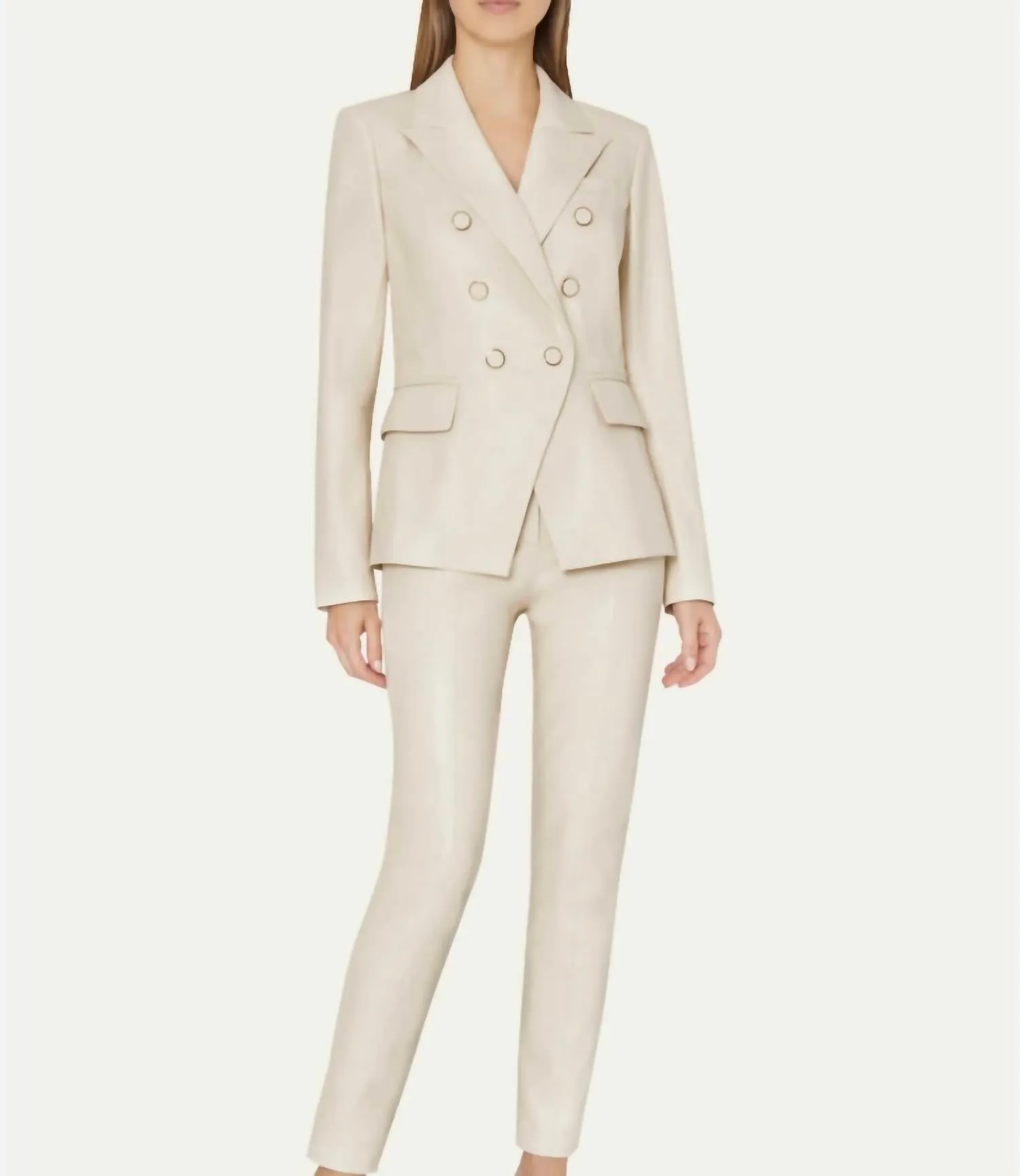 Inez Vegan Leather Blazer In Ecru