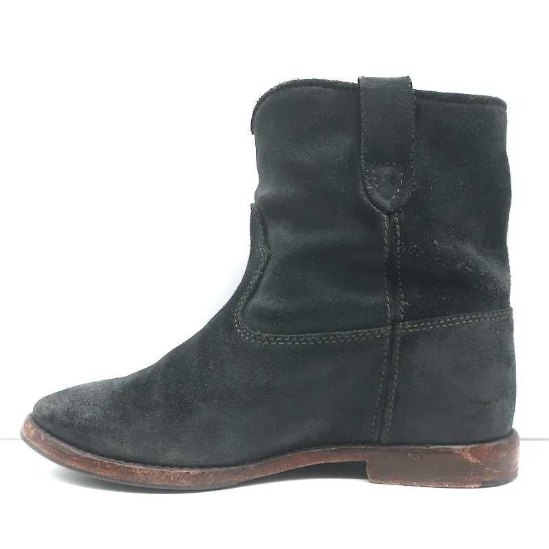 Isabel Marant Etoile Crisi Ankle Boots Black Suede Size 37 Hidden-Wedge Booties