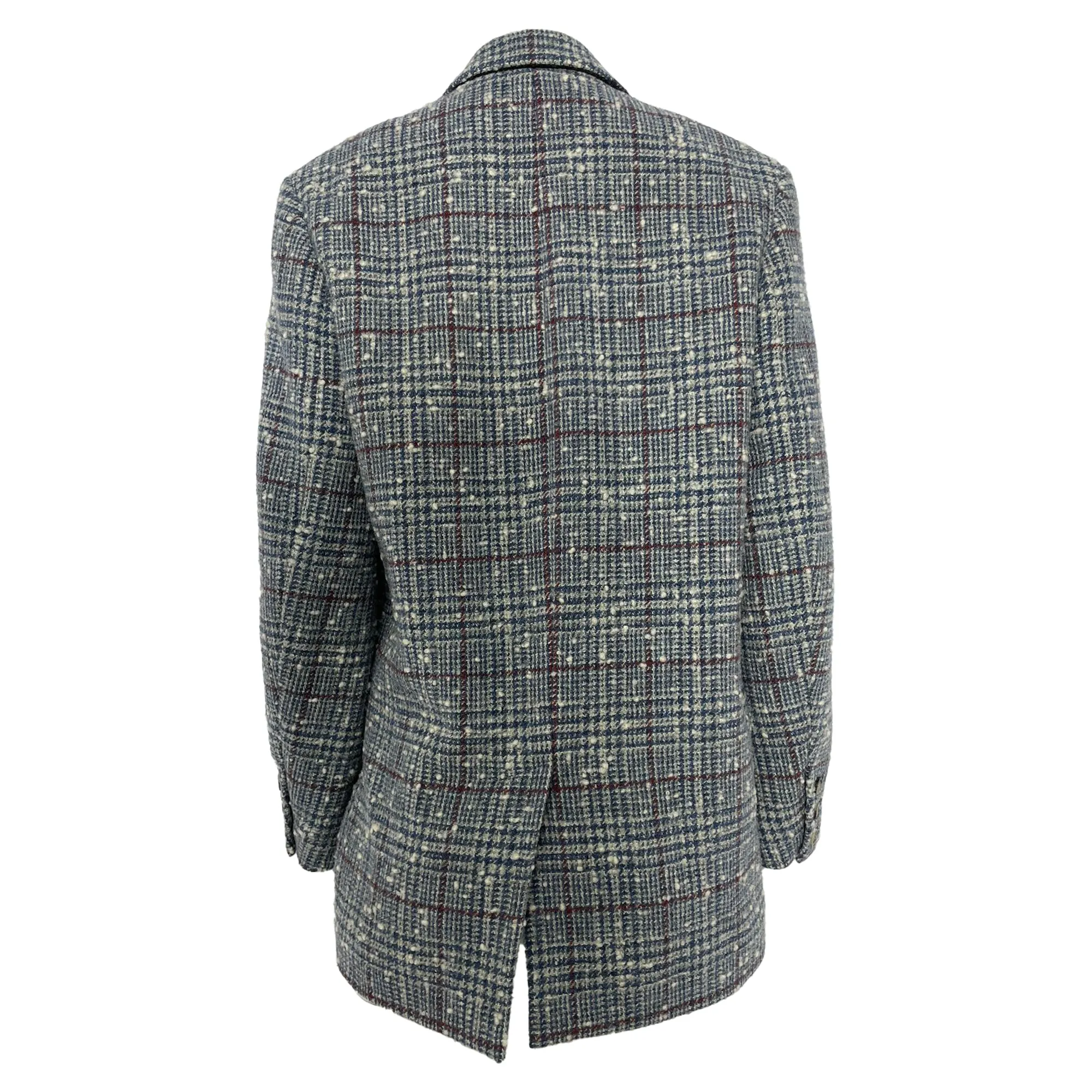Isabel Marant Étoile Kice Plaid Tweed Blazer with Pockets in Blue Wool