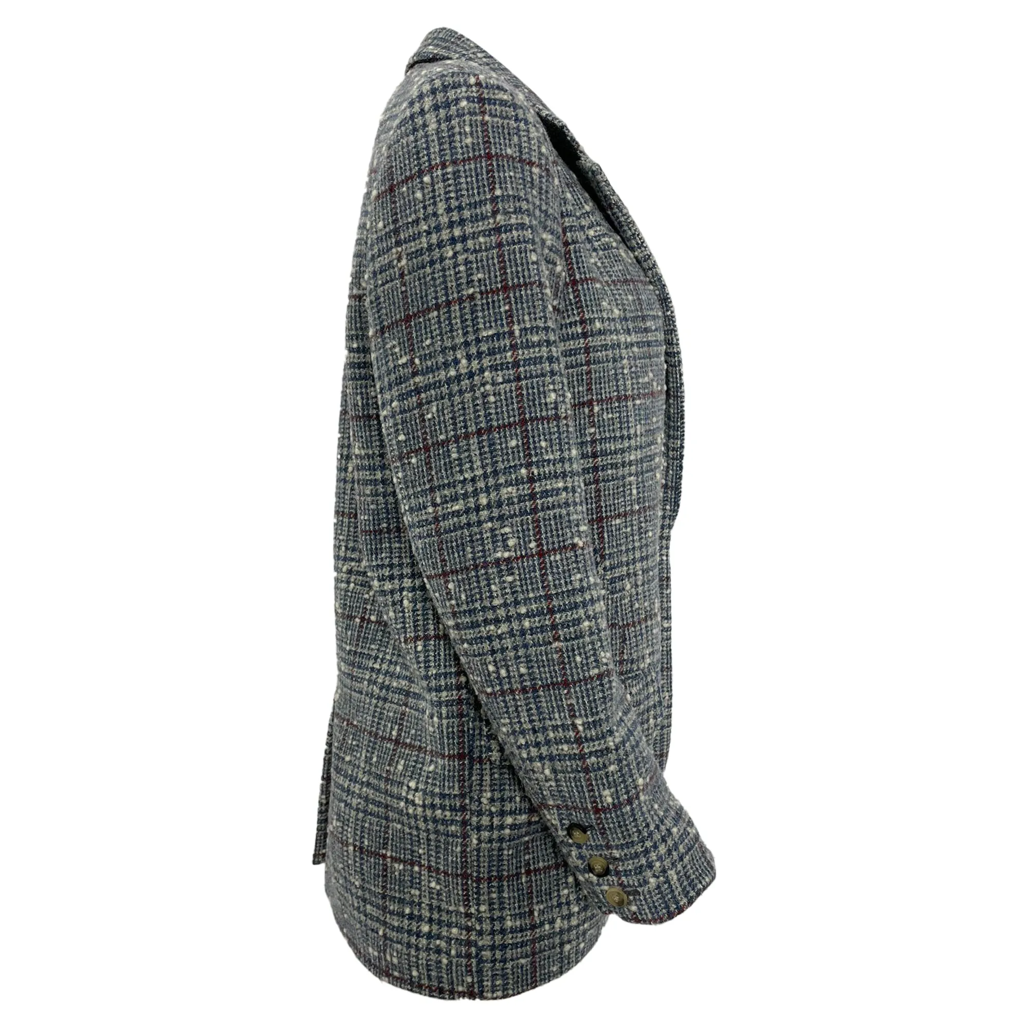 Isabel Marant Étoile Kice Plaid Tweed Blazer with Pockets in Blue Wool