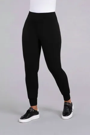 Jersey Fleece Back Leggings In Black
