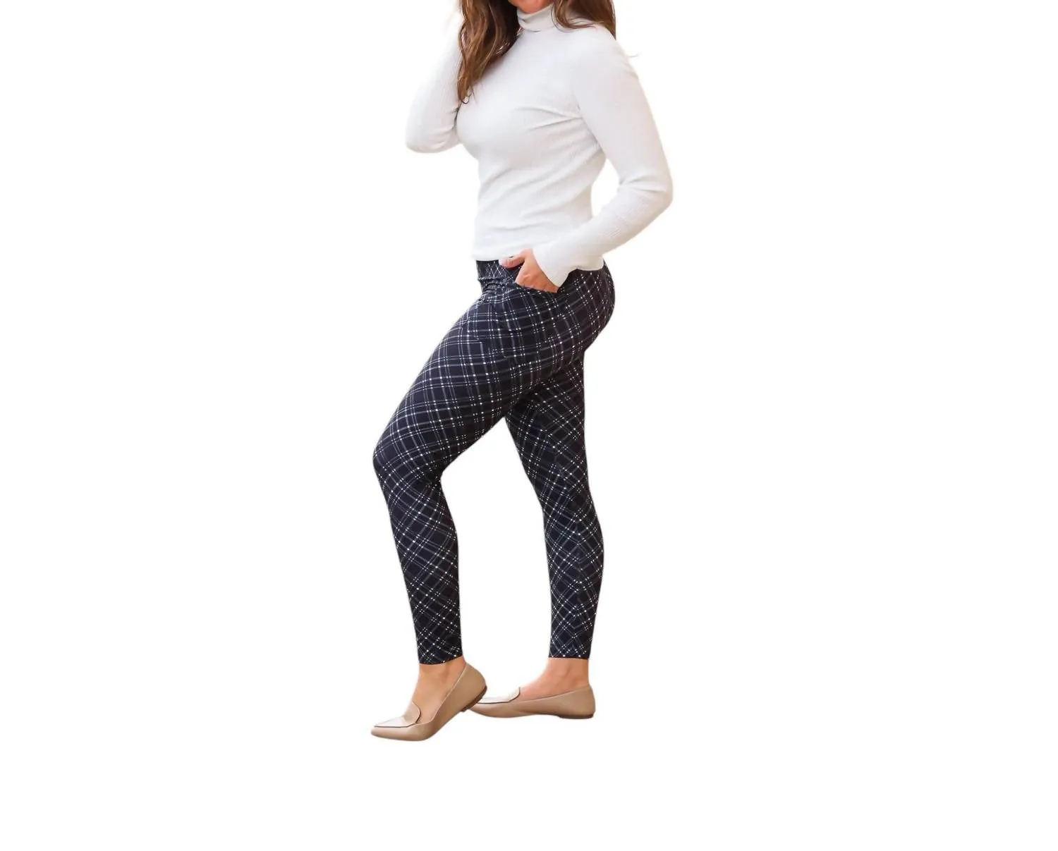 Jillian Plaid Leggings In Navy