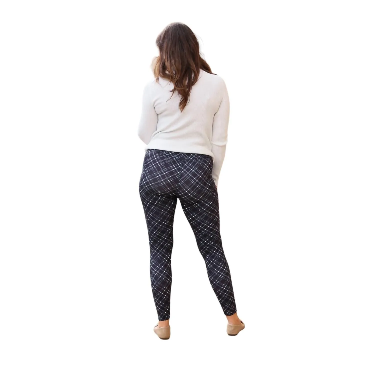 Jillian Plaid Leggings In Navy
