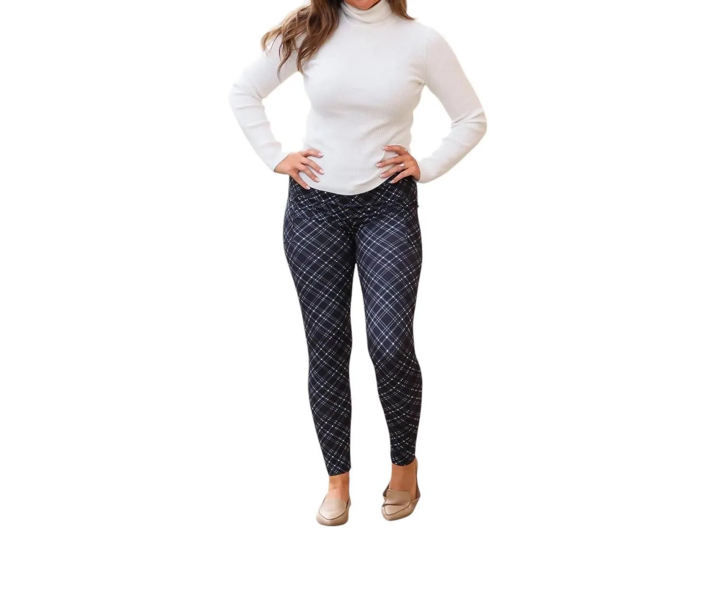 Jillian Plaid Leggings In Navy