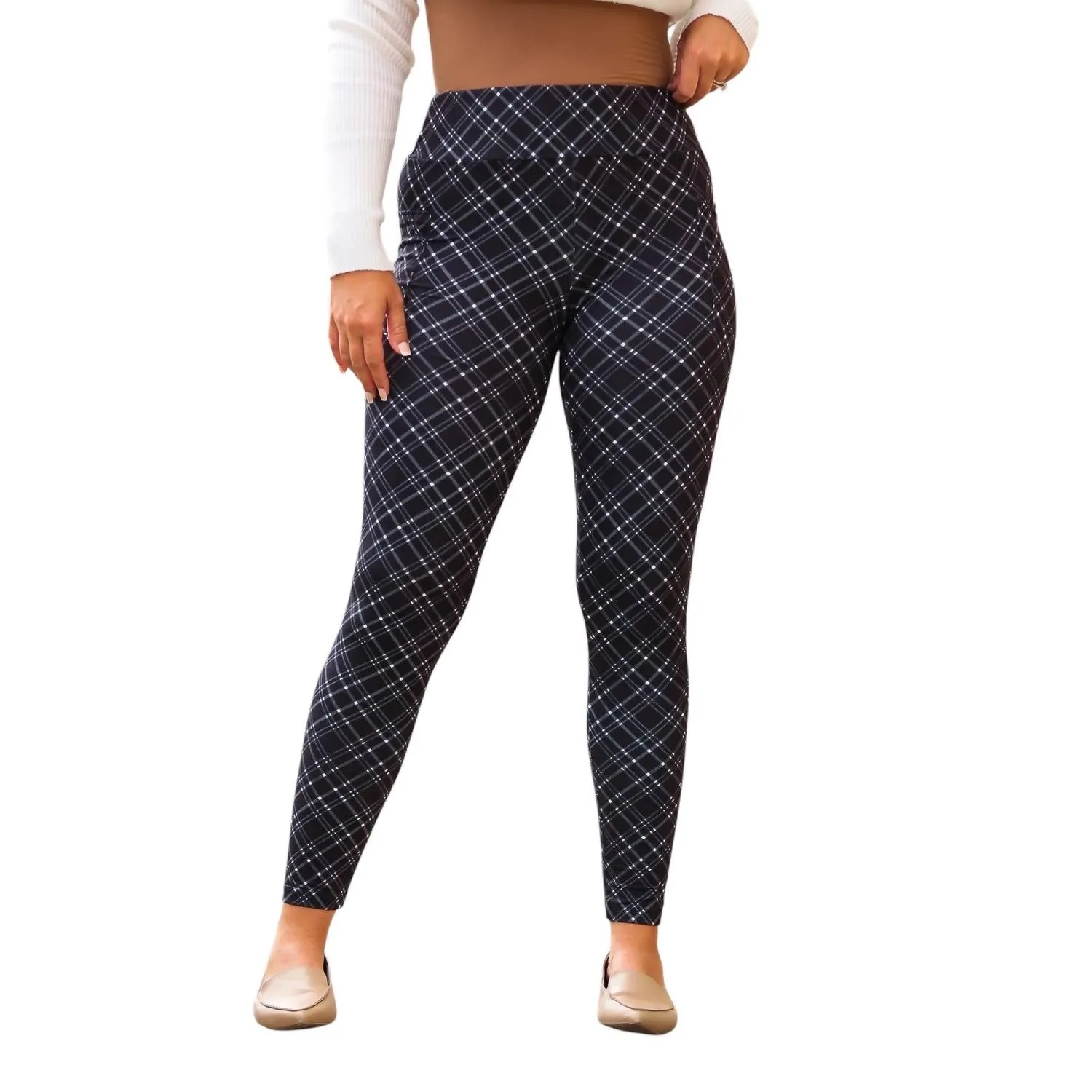 Jillian Plaid Leggings In Navy