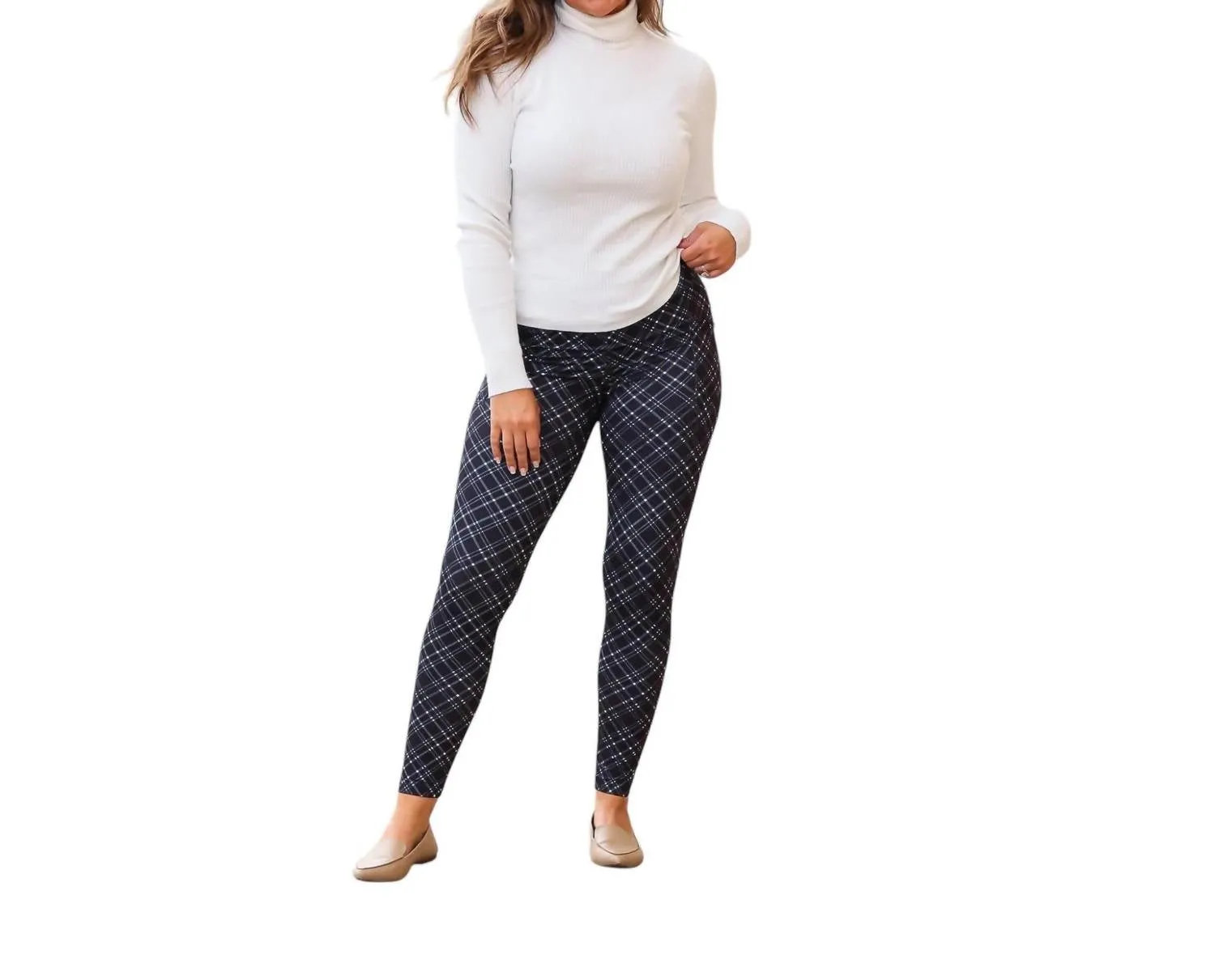 Jillian Plaid Leggings In Navy