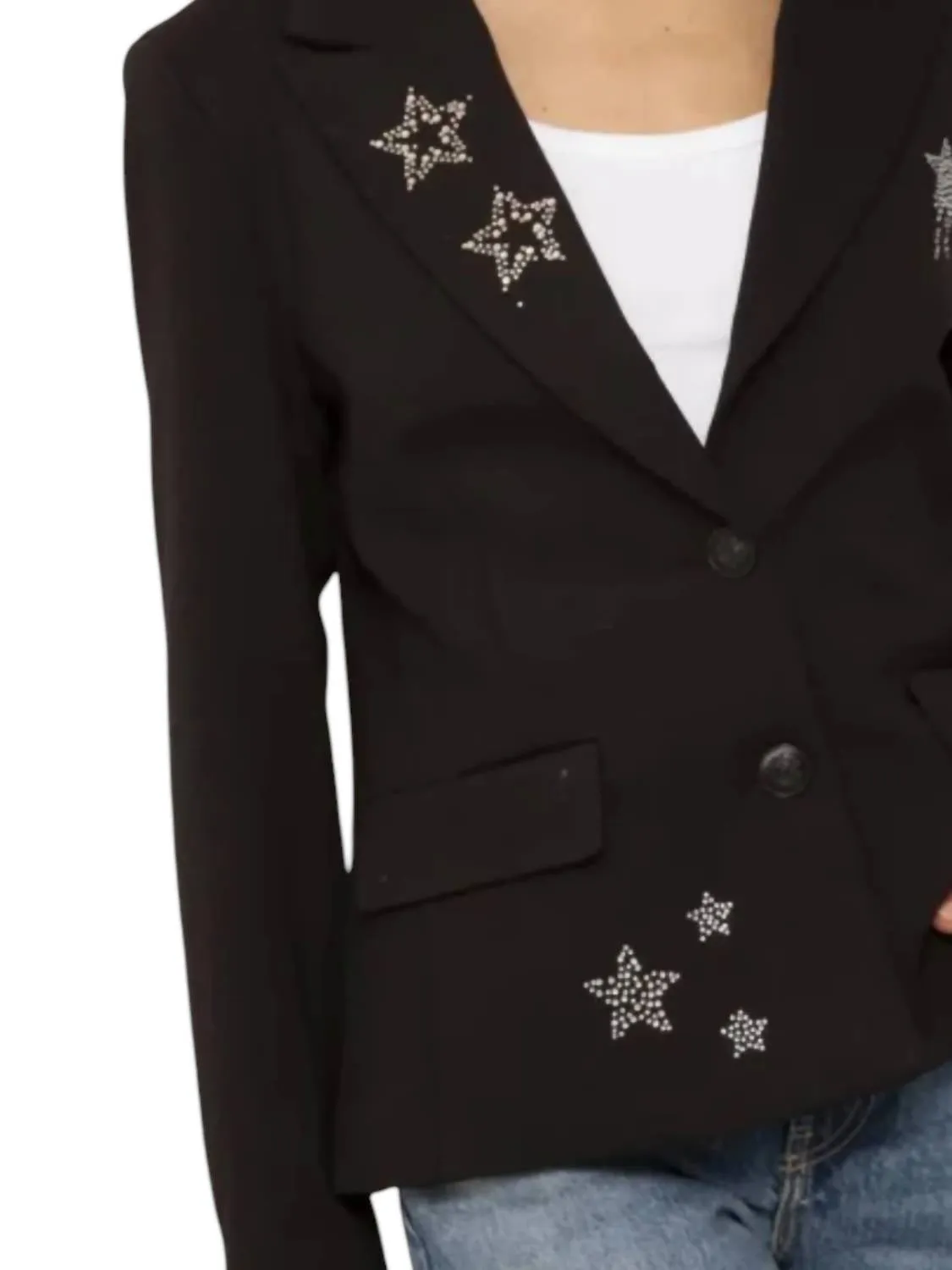Junie Rhnestone Star Blazer In Black