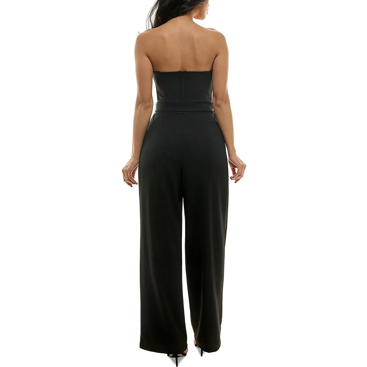 Juniors Womens Strapless Wide Leg Jumpsuit