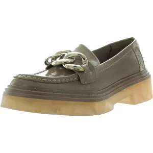 Kahlow Womens Chain Faux Leather Loafer Heels