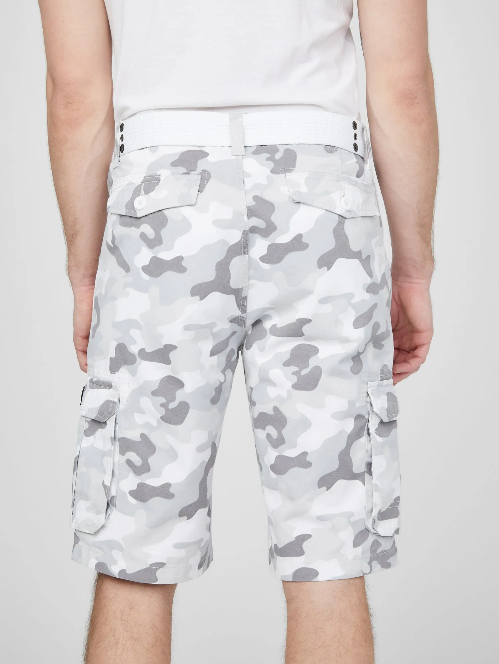 Karl White Camo Cargo Shorts