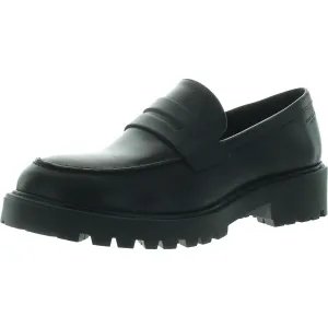 Kenova Womens Solid Leather Loafer Heels