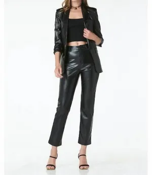 Kia Vegan Leather Blazer In Black