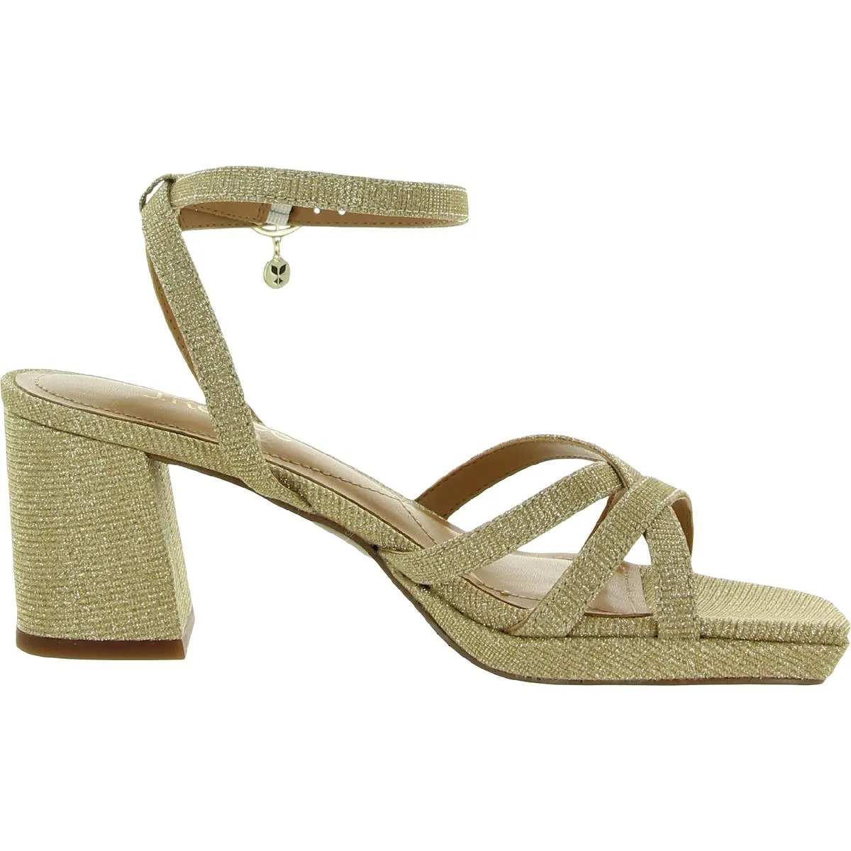 Klarson Womens Metallic Ankle Strap Heels