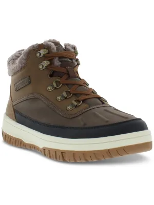 Larry Mens Faux Leather Cozy Winter & Snow Boots