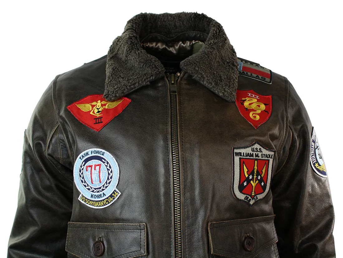 Leather Aviator Pilot Bomber Jacket