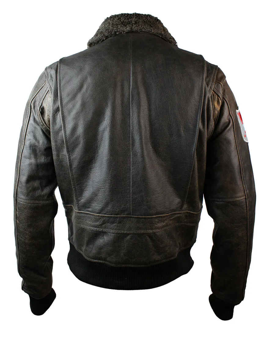 Leather Aviator Pilot Bomber Jacket