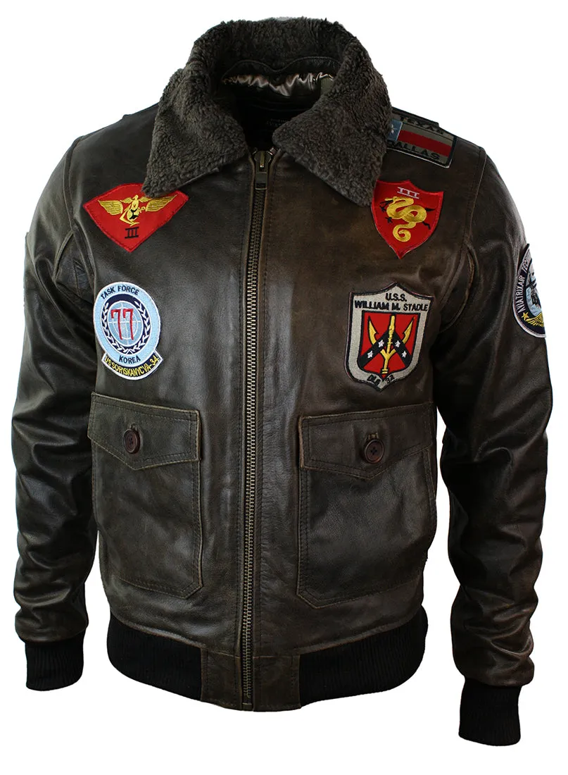 Leather Aviator Pilot Bomber Jacket