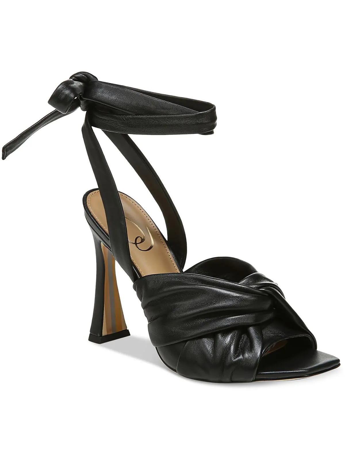 Lenora Womens Leather Square Toe Heels