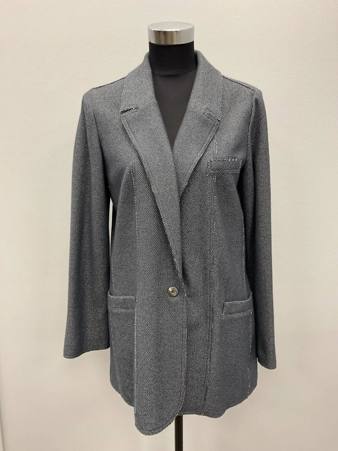 Long One Button Jacket In Navy
