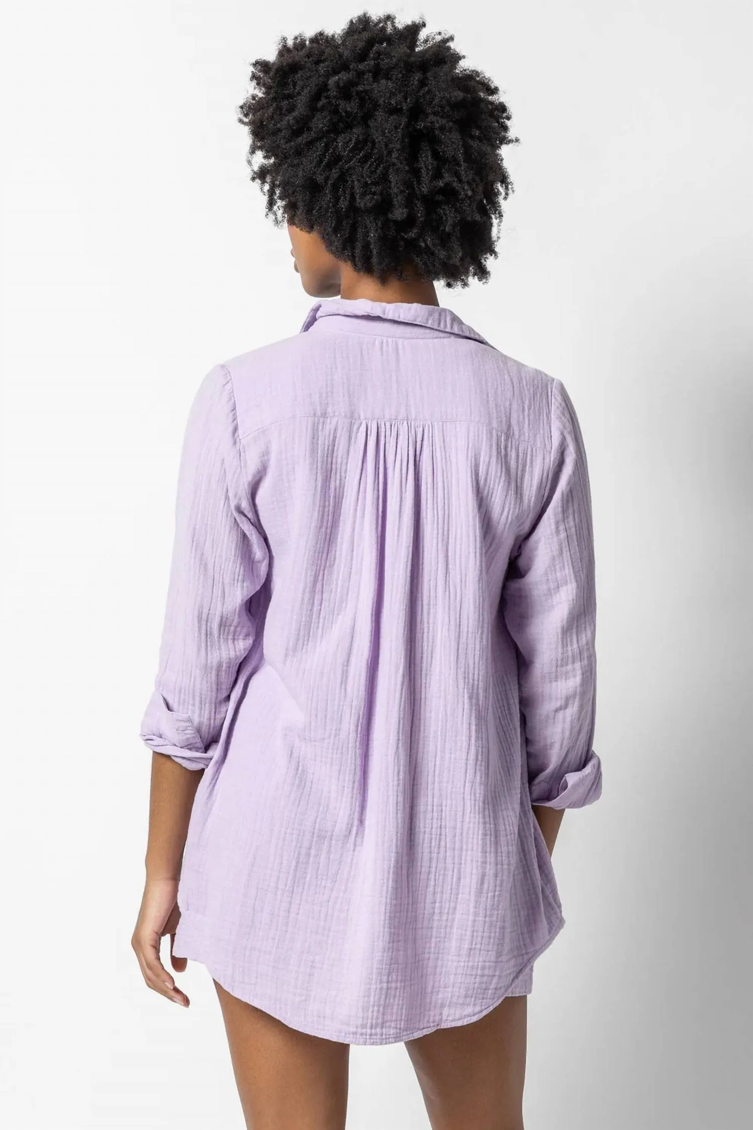 Long Sleeve Button Down Tunic In Lily
