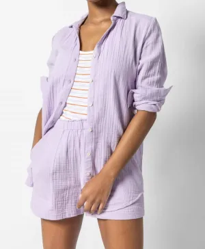 Long Sleeve Button Down Tunic In Lily