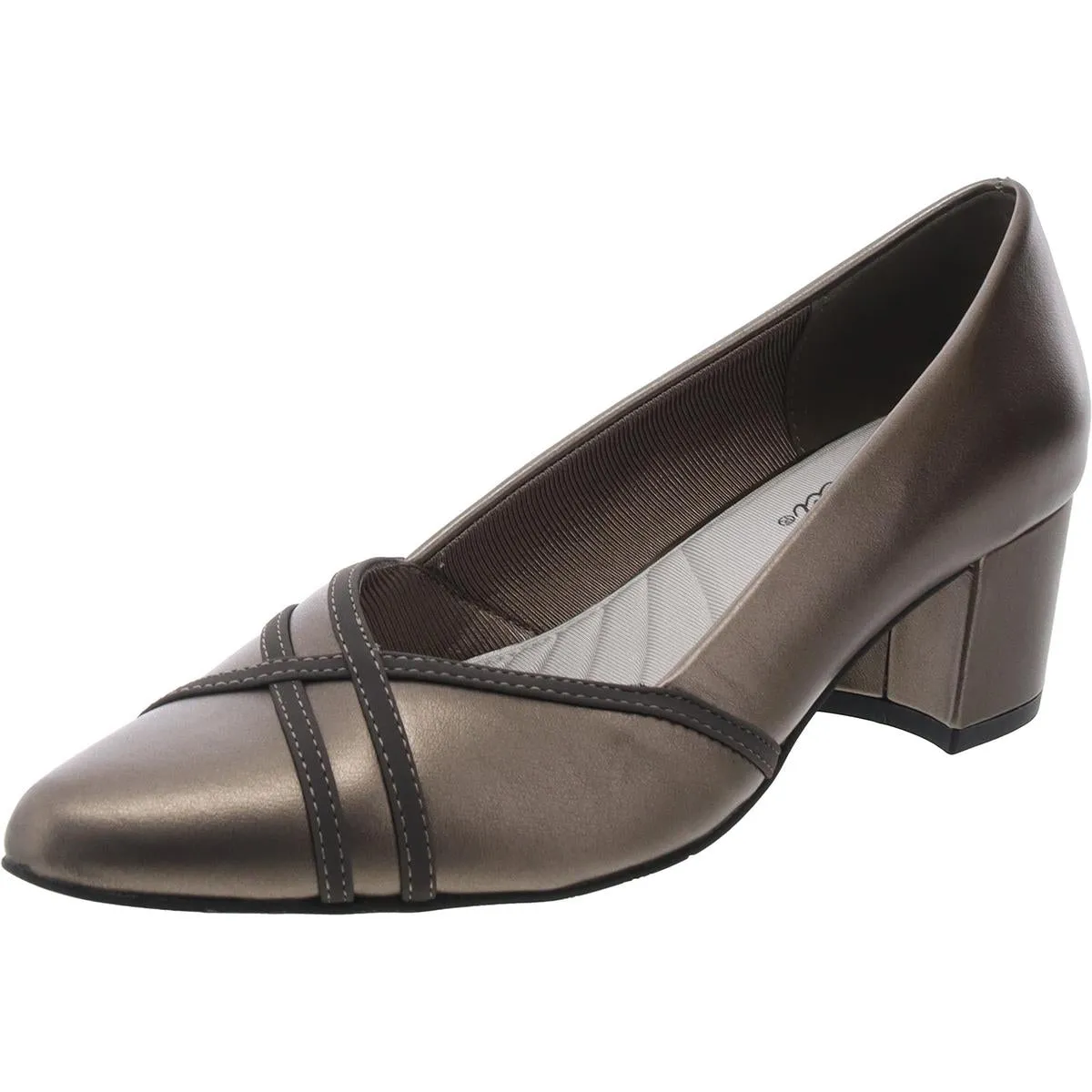 Lotus Womens Solid Leather Loafer Heels