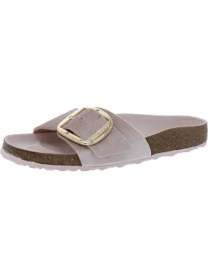 Madrid Big Buckle Rivet Logo Womens Velvet Cork Slide Sandals