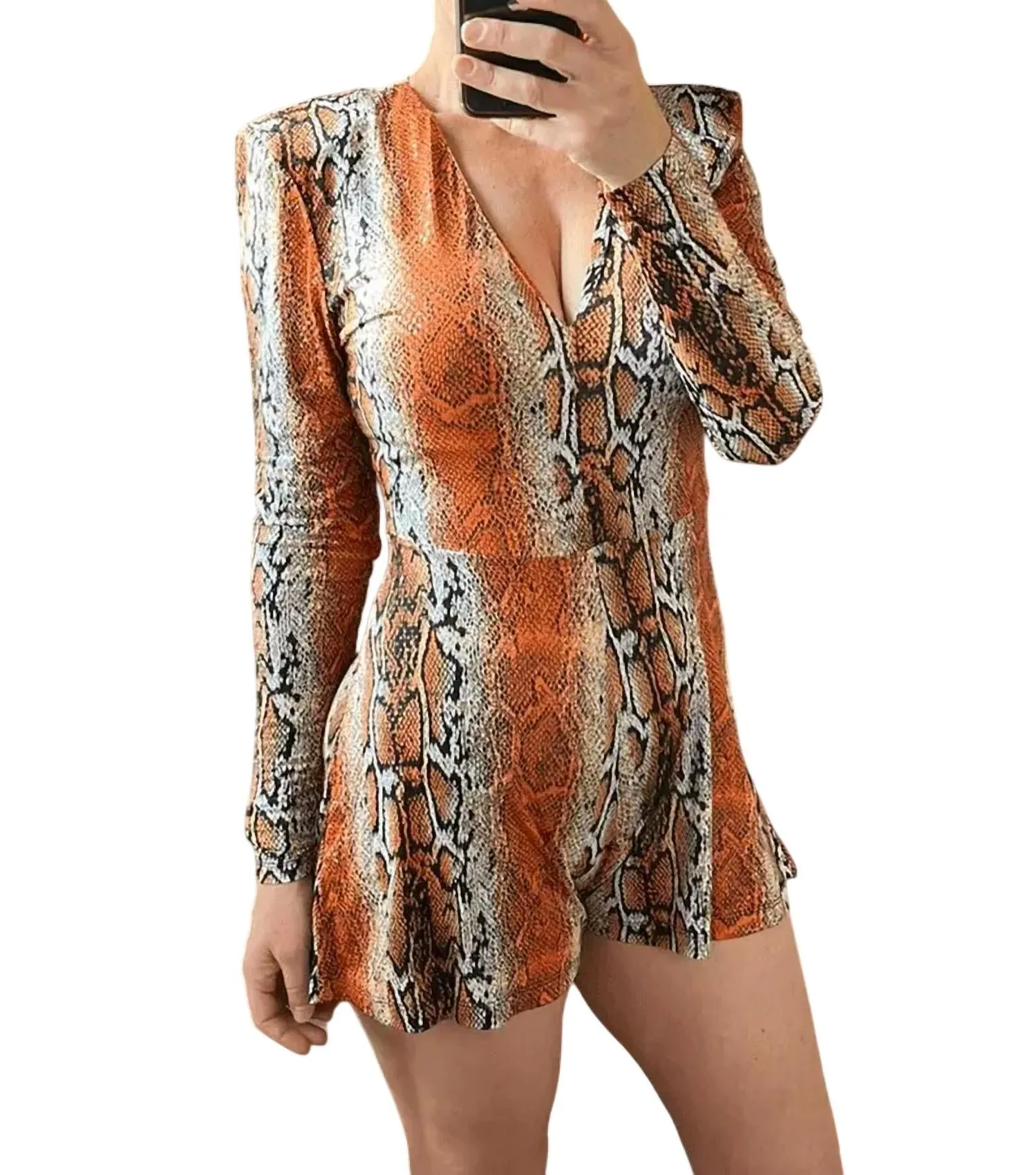 Malina Romper In Orange Animal Print