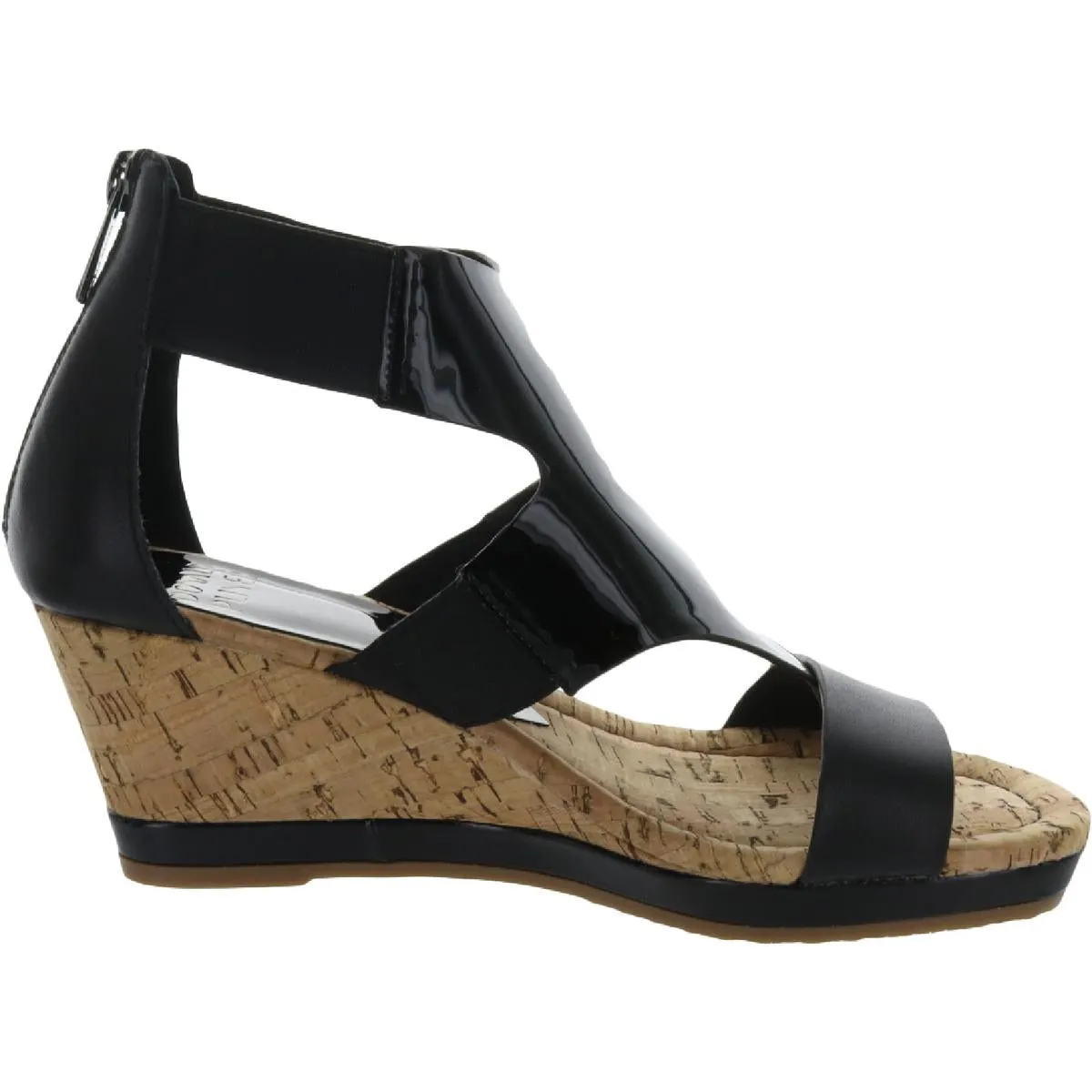 Maraa       Womens Patent Leather Thong Wedge Sandals